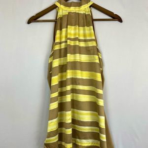 The Limited Silky Striped Back Cutout Halter Gold size M